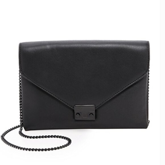 Loeffler Randall Envelope Clutch Turn-Lock Purse Black - Picture 1 of 16